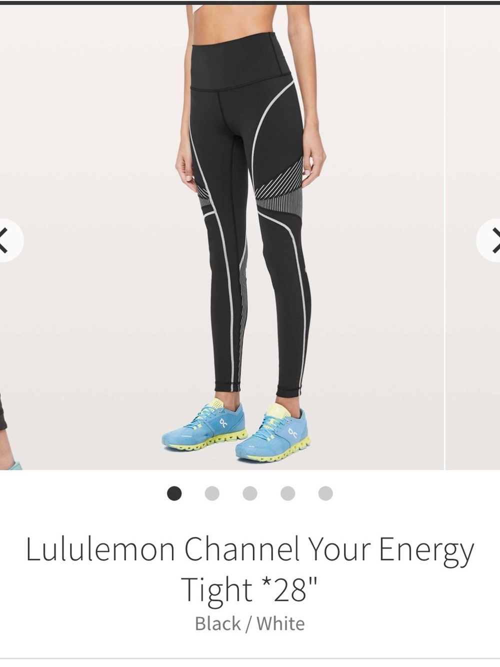 lululemon Black and White Channel Your Energy High-Rise Leggings size 6